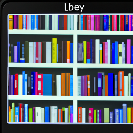 An ereader showing a fully stocked library interface with various book titles displayed